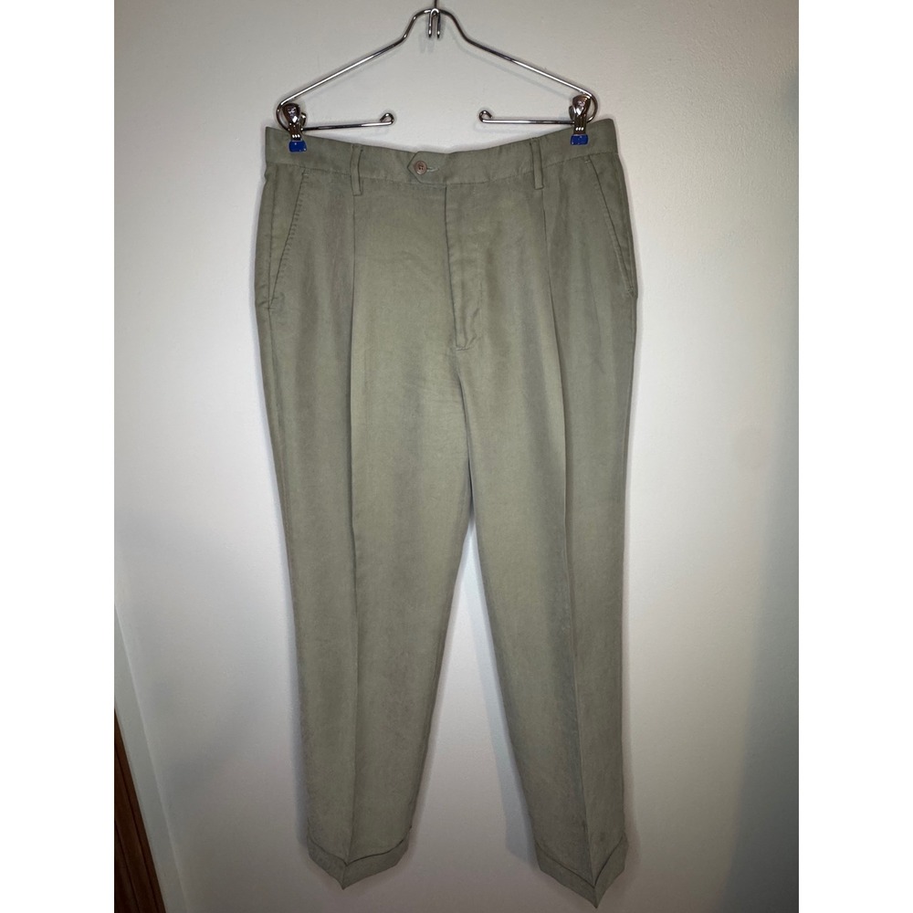 Bugatchi Uomo Linen Blend Pants Olive Green‎ 34x30